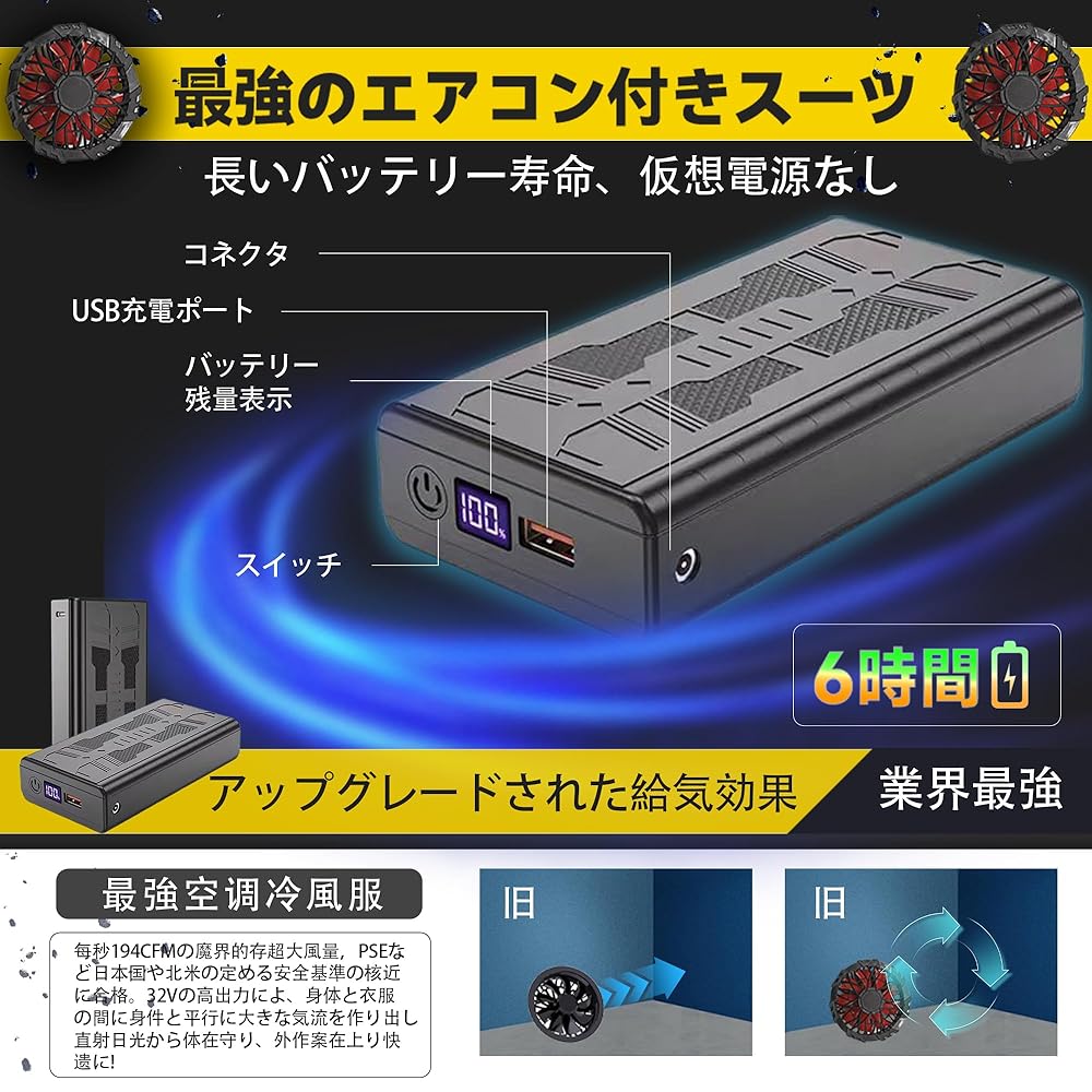 Amazon.co.jp: 【2025暴風ファン & 40800mAh大容量バッテリー